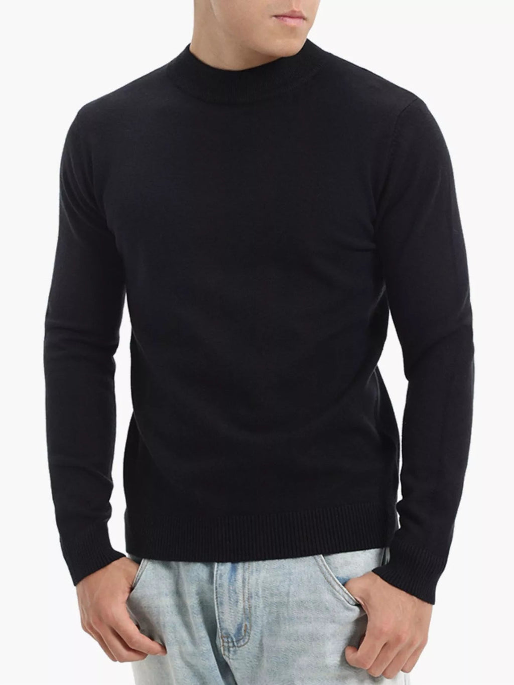 Top de punto slim fit con cuello cisne talla grande para hombre - Artículos HE