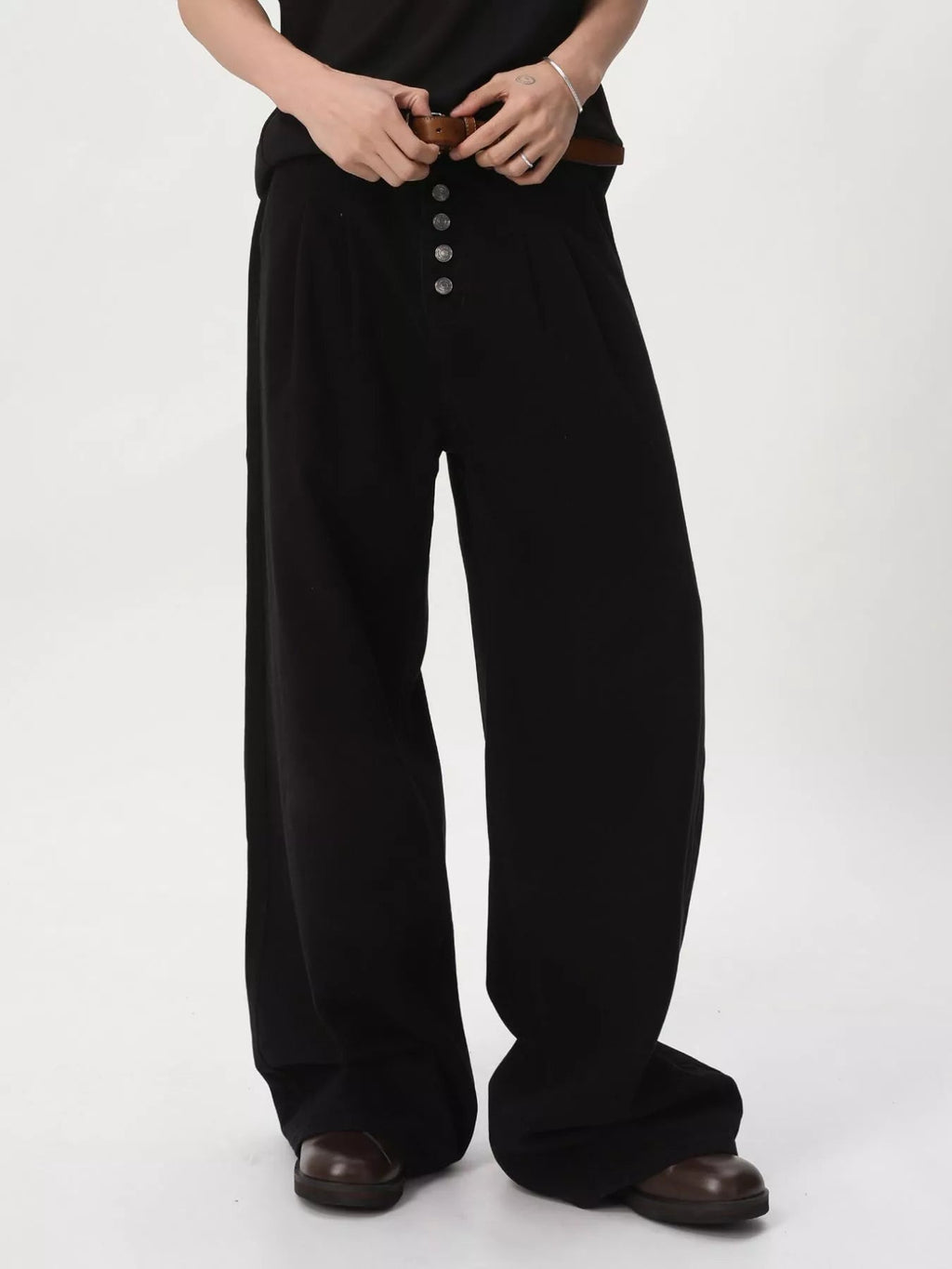Vaqueros de pernera ancha con bragueta de botones para hombre - Artículos HE