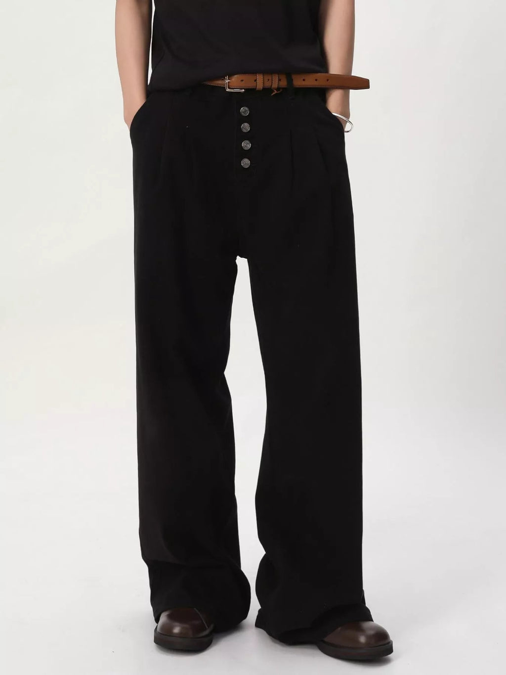 Vaqueros de pernera ancha con bragueta de botones para hombre - Artículos HE