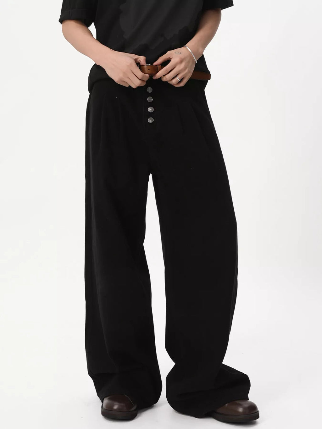 Vaqueros de pernera ancha con bragueta de botones para hombre - Artículos HE