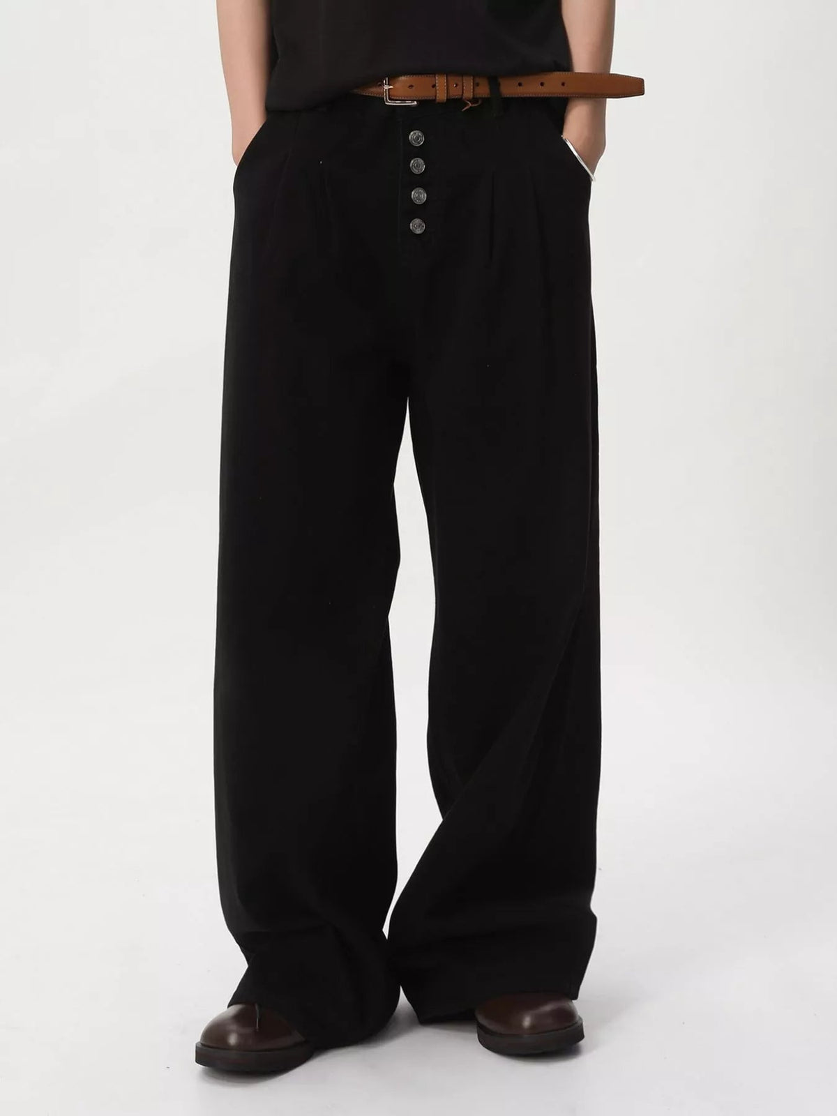 Vaqueros de pernera ancha con bragueta de botones para hombre - Artículos HE