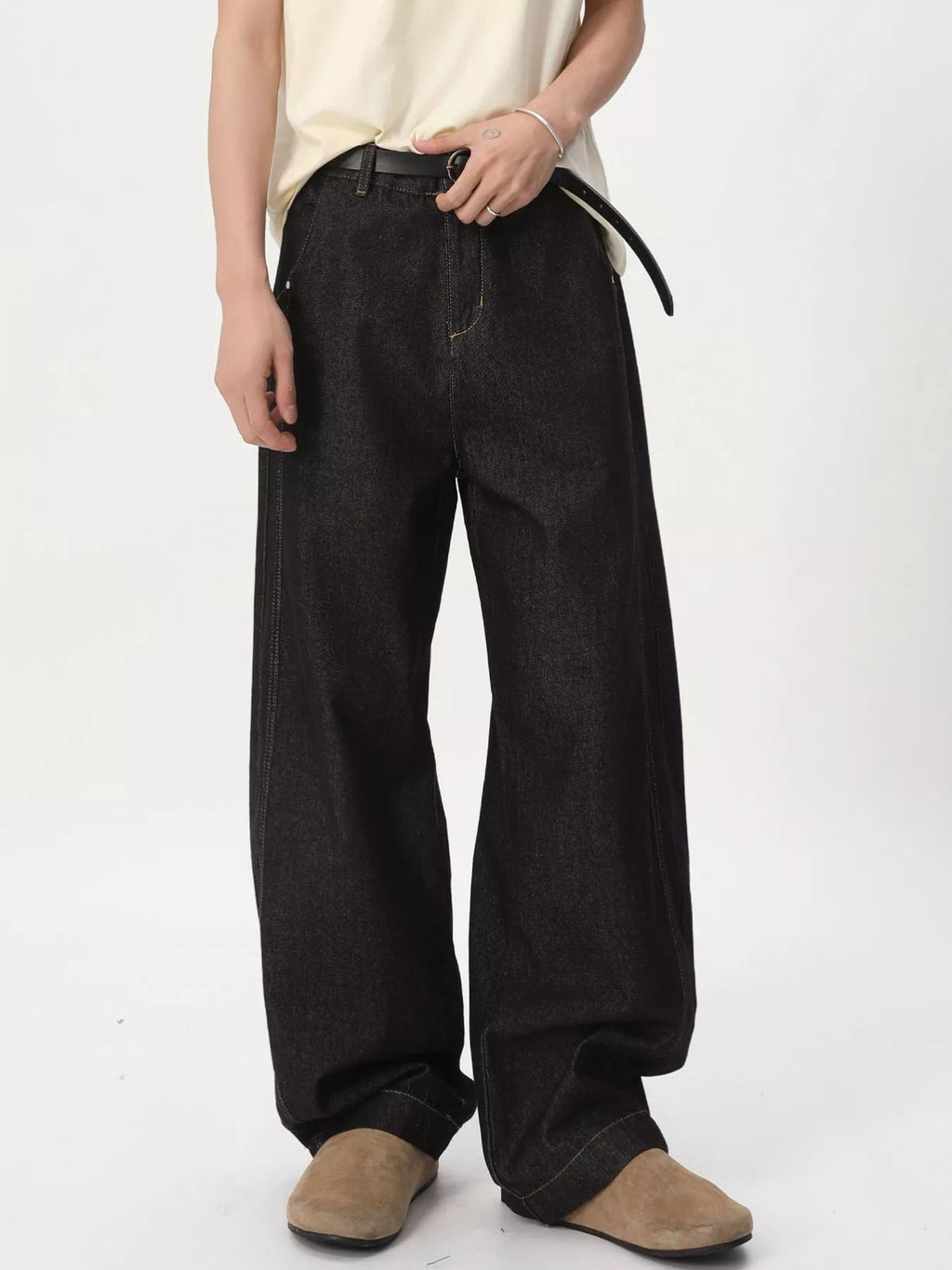Vaqueros de Pierna Ancha con Detalle de Costura para Hombre - Artículos HE