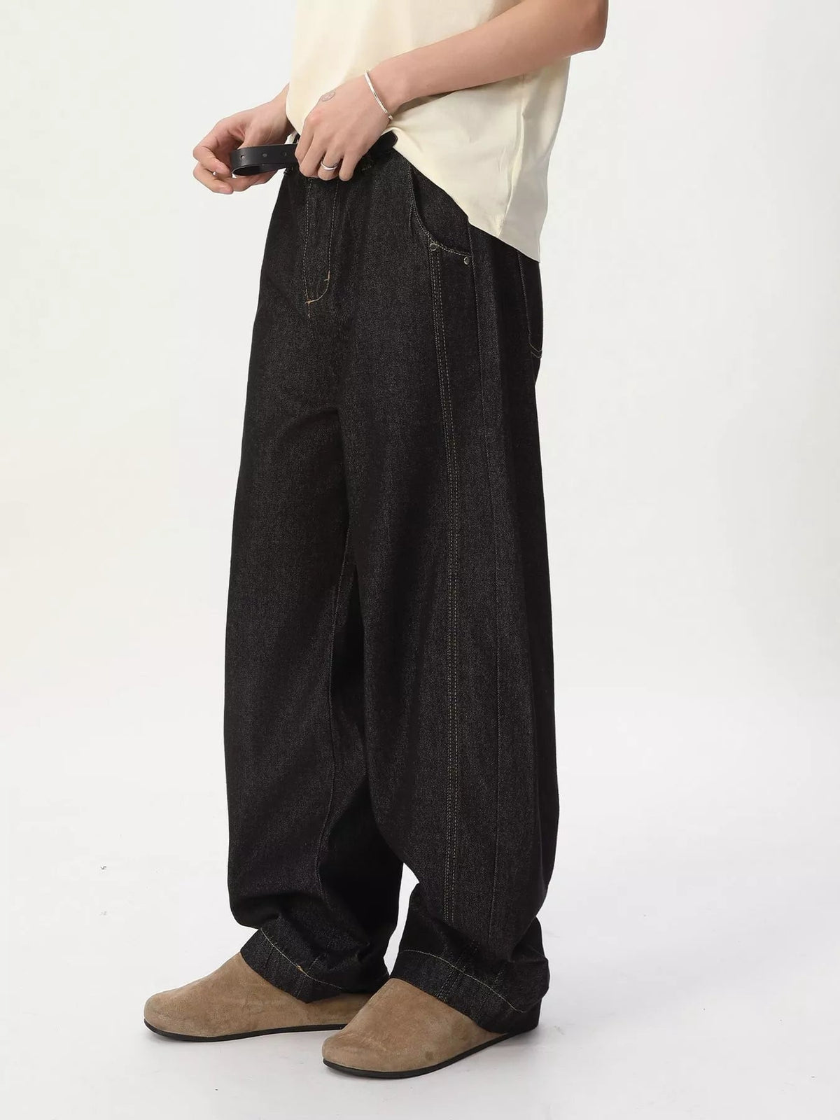 Vaqueros de Pierna Ancha con Detalle de Costura para Hombre - Artículos HE