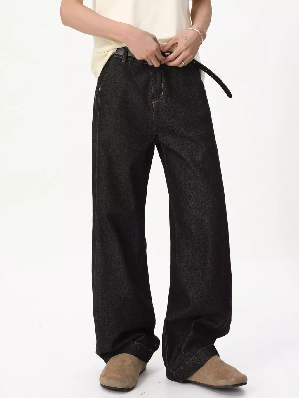 Vaqueros de Pierna Ancha con Detalle de Costura para Hombre - Artículos HE