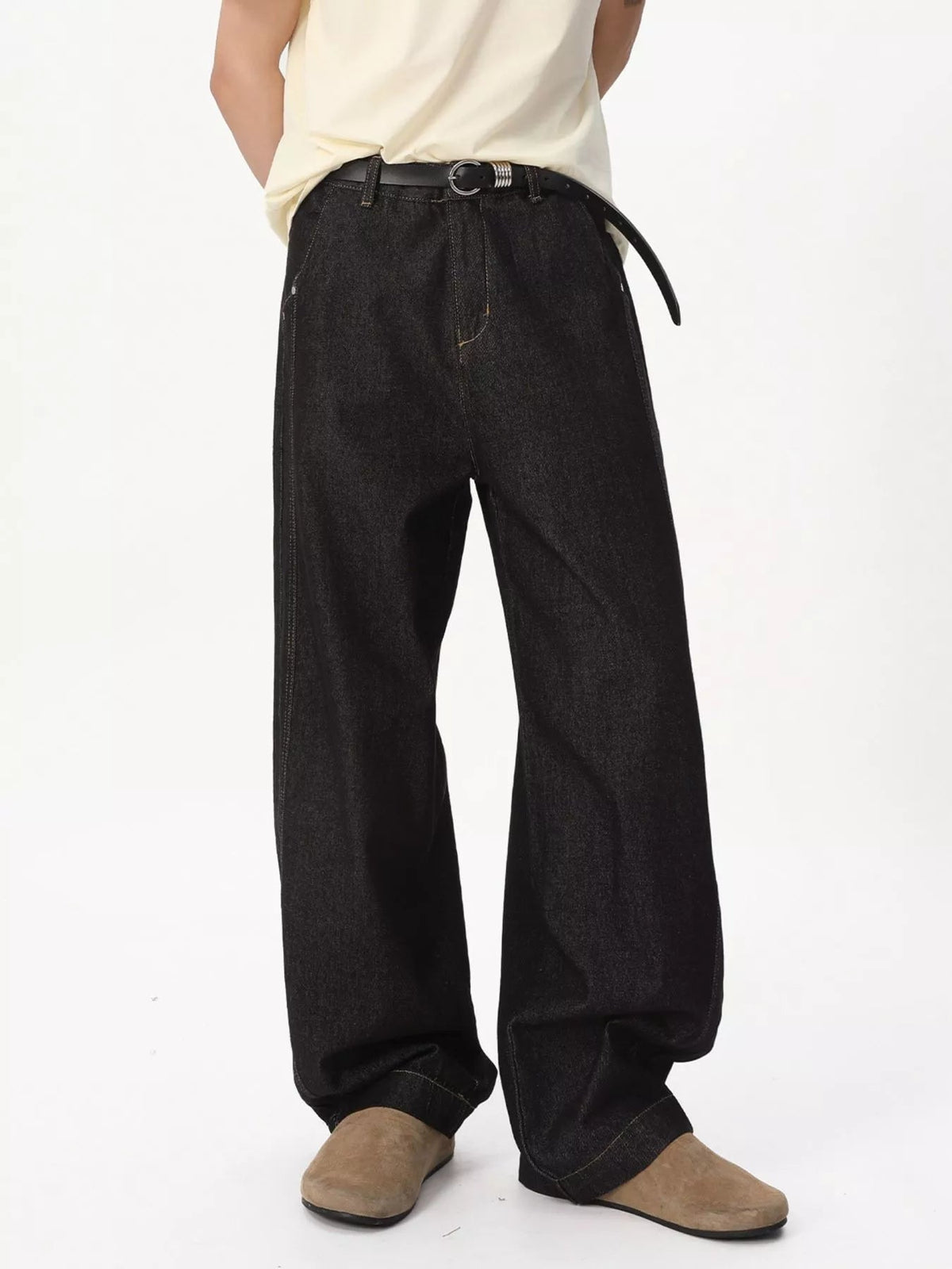 Vaqueros de Pierna Ancha con Detalle de Costura para Hombre - Artículos HE