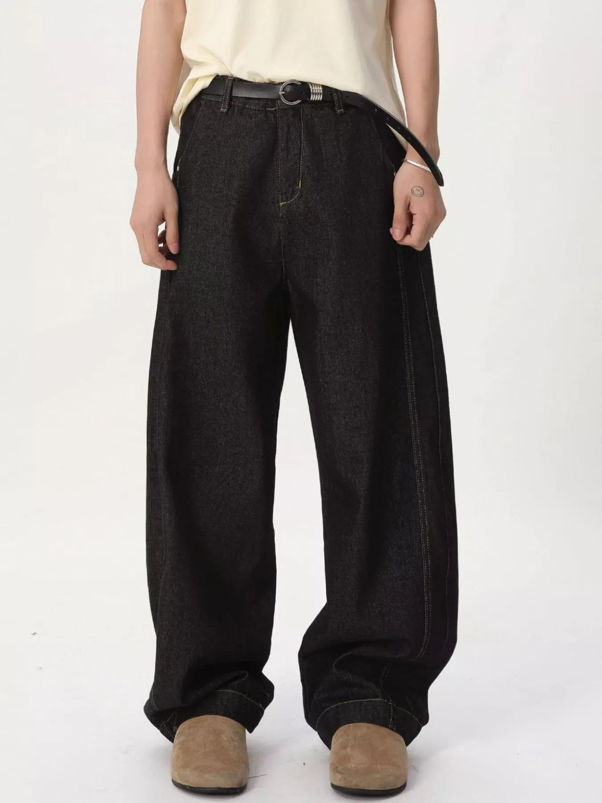 Vaqueros de Pierna Ancha con Detalle de Costura para Hombre - Artículos HE