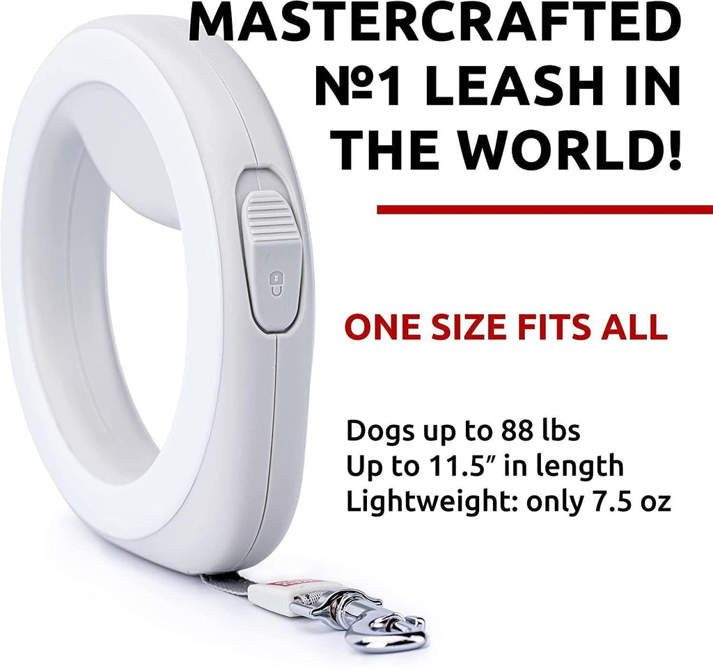 White Hands Free Retractable Dog Leash for Small Medium and Large Dogs 9.5 Ft - Artículos HE
