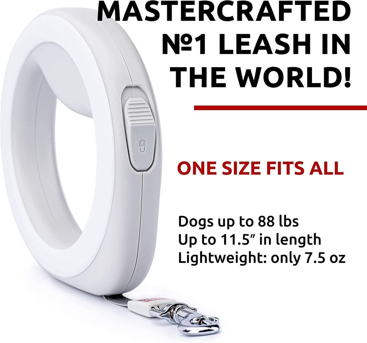 White Hands Free Retractable Dog Leash for Small Medium and Large Dogs 9.5 Ft - Artículos HE
