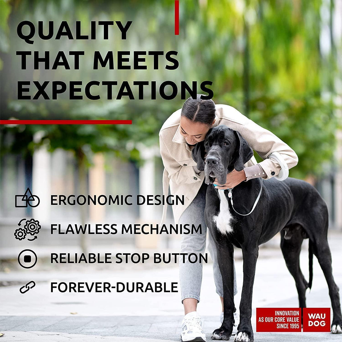 White Hands Free Retractable Dog Leash for Small Medium and Large Dogs 9.5 Ft - Artículos HE